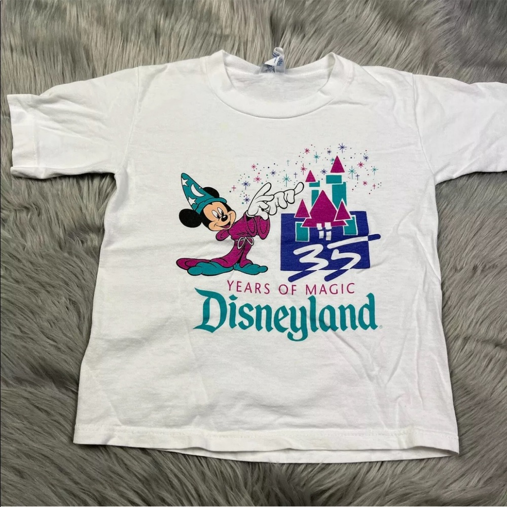 Vintage Kids 1990 35 Years Of Disneyland Magic White T Shirt
